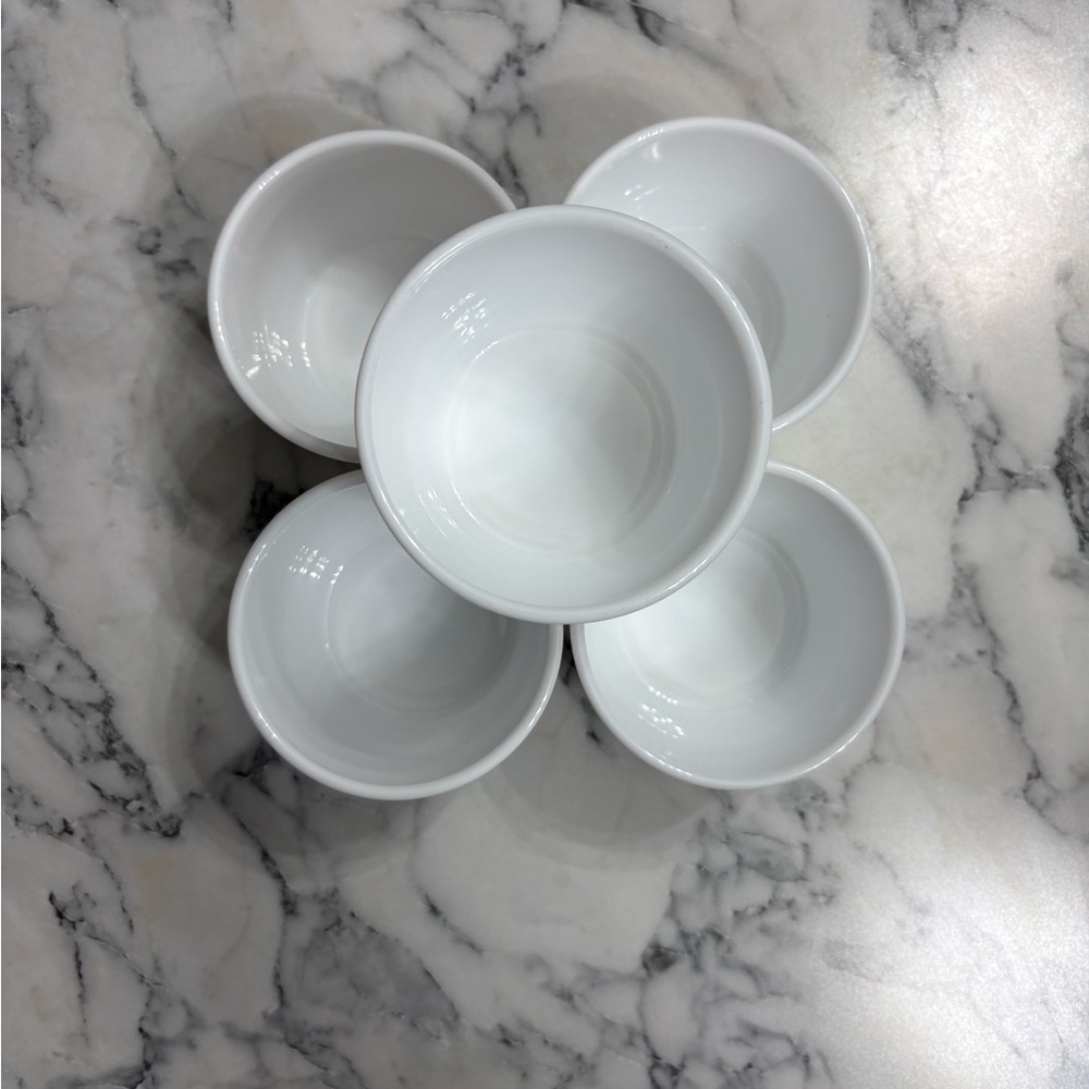 Vintage Arcopal Custard Bowl Set of 5, Tempered Opal Glass